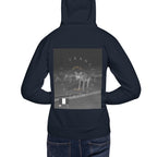 Daemon Luxury Potrero Hill Coyote Midnight unisex cotton hoodie with navy blazer back design.