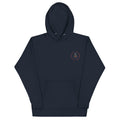 Daemon Eternal Stones unisex navy blazer cotton hoodie with front pocket and drawstrings, premium casual pullover.