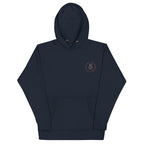 Daemon Eternal Stones unisex navy blazer cotton hoodie with front pocket and drawstrings, premium casual pullover.