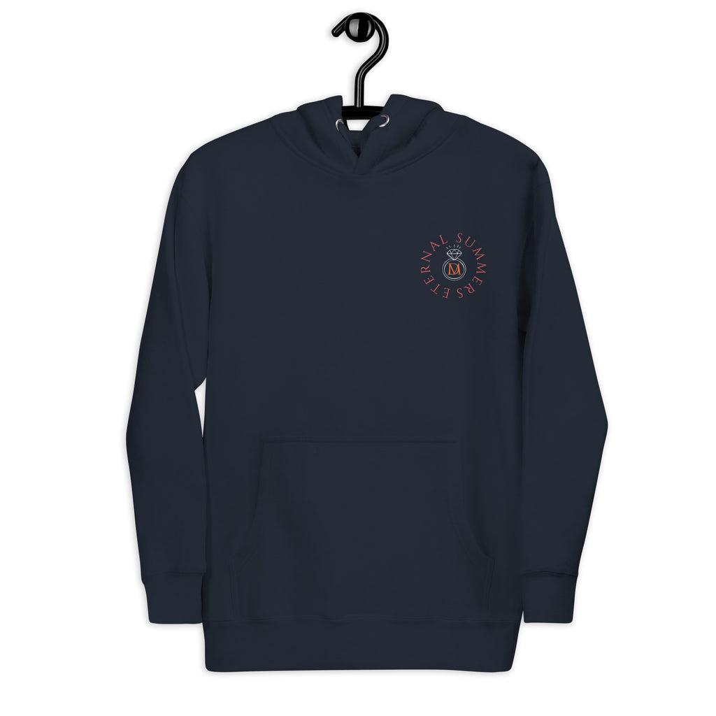 Daemon Eternal Stones cotton hoodie with navy blazer color, unisex design, featuring a front view and hooded style.