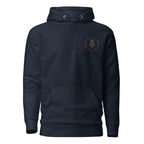 Daemon Eternal Stones hoodie in navy blazer with a front design, made from premium cotton heritage fabric, unisex and comfortable.