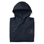 Daemon Eternal Stones unisex navy blazer cotton hoodie with front design, premium cotton fabric, and hooded style.