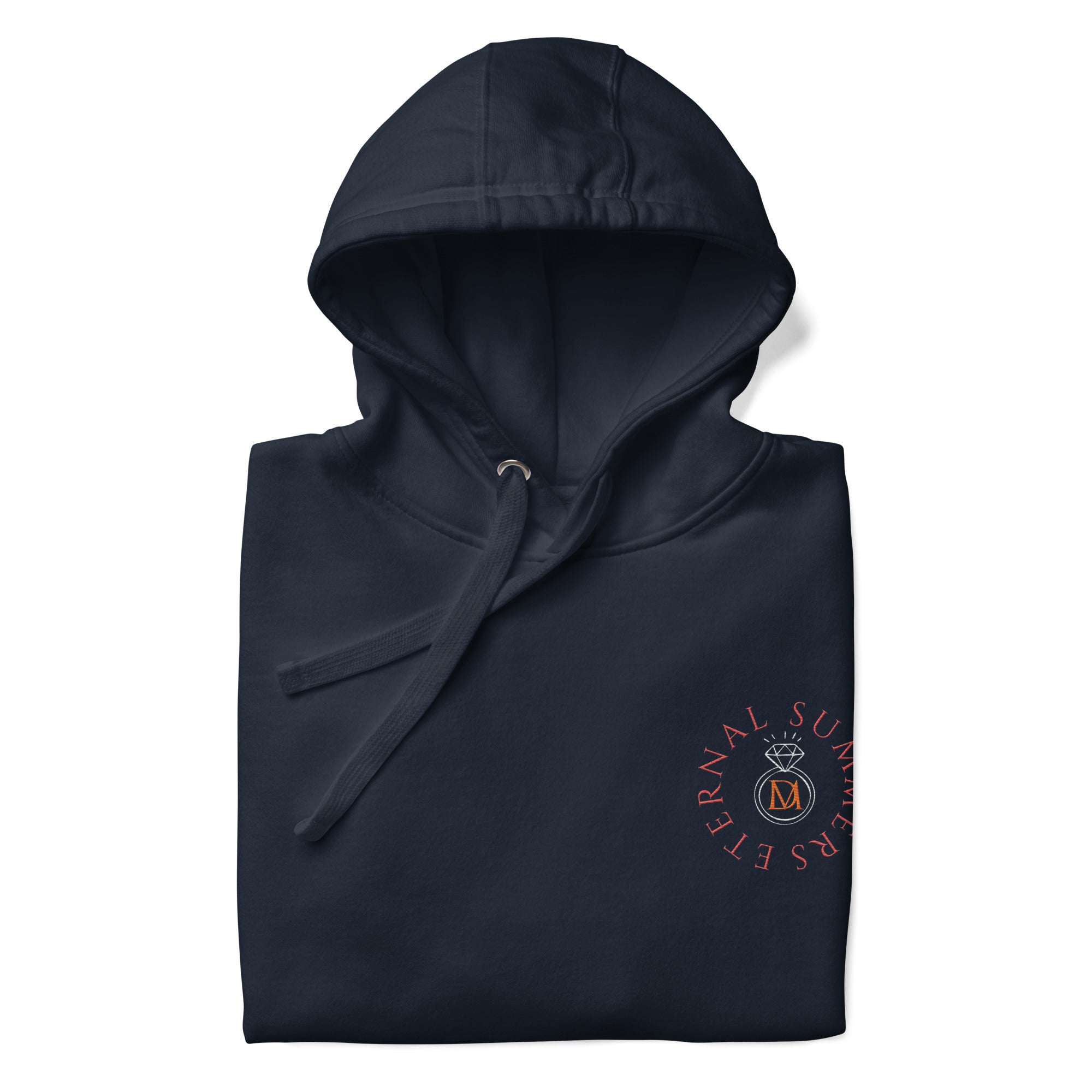 Daemon Eternal Stones unisex navy blazer cotton hoodie with front design, premium cotton fabric, and hooded style.