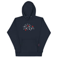 Unisex navy blue hoodie from Daemon's Rings of Transition collection featuring a cotton heritage fabric and a front design.
