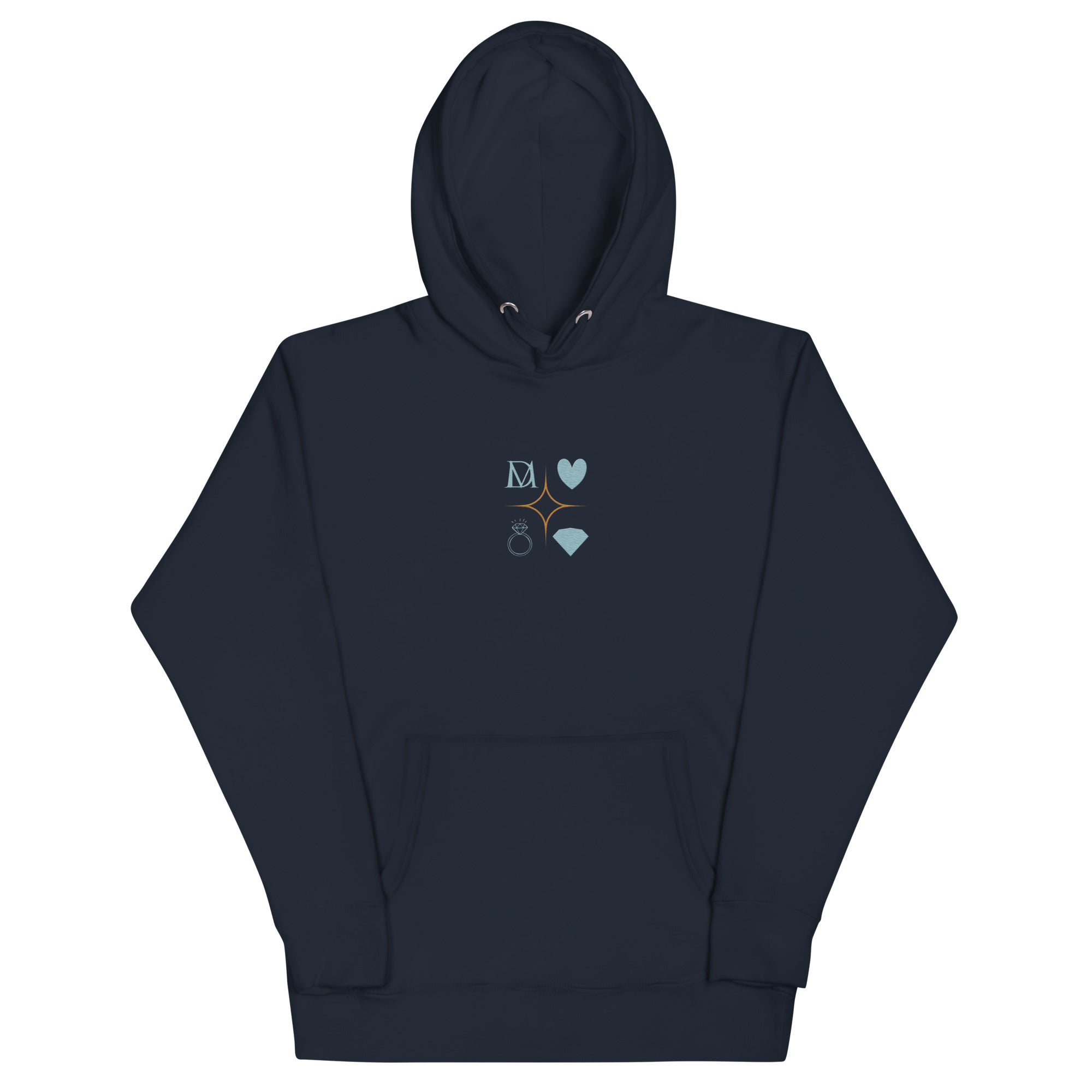 Daemon Elemental Powers unisex navy cotton hoodie with front design and hood, premium casual sweatshirt for everyday wear.