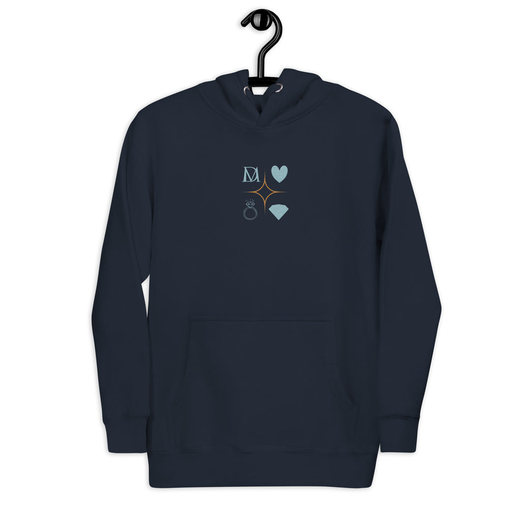 Daemon Elemental Powers hoodie in navy blazer, unisex cotton pullover with front design and comfortable hood.