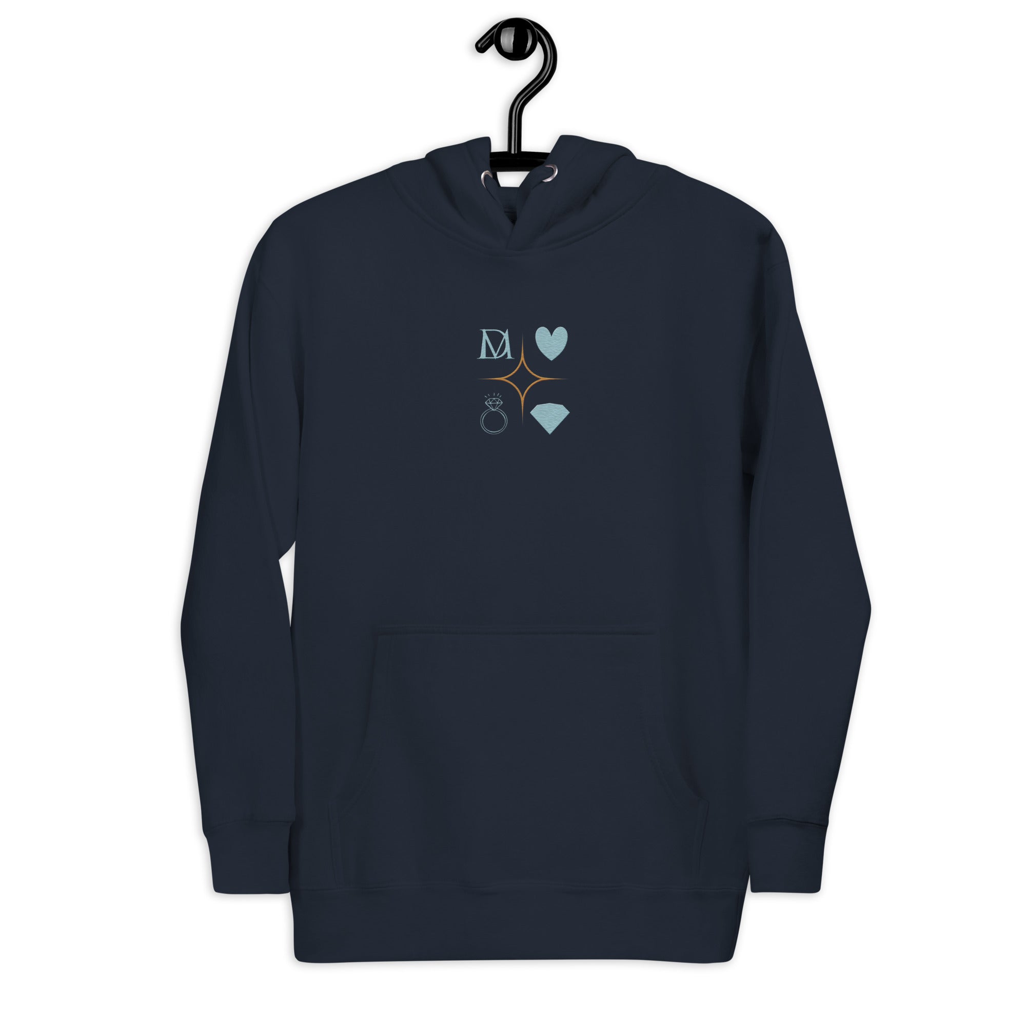 Daemon Elemental Powers hoodie in navy blazer, unisex cotton pullover with front design and comfortable hood.