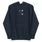 Daemon Elemental Powers unisex navy blue cotton hoodie with front design and adjustable hood.