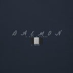 Daemon Luxury Potrero Hill Coyote Midnight unisex cotton hoodie with front design and hood, navy blazer color.