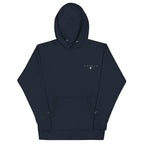 Daemon Luxury Potrero Hill Coyote Midnight unisex cotton hoodie with front pocket and hood, navy blazer color.