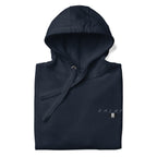 Daemon Luxury Potrero Hill Coyote midnight unisex cotton hoodie with front view and hood detail.