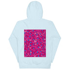 Unisex sky blue cotton hoodie with Picasso mirrors stitched design by Daemon Luxury, featuring a relaxed fit and premium quality.
