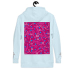 Daemon Luxury Picasso Mirros stitched candies unisex sky-blue cotton hoodie featuring a stylish back design.