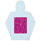 Daemon Luxury Picasso Mirros stitched candies hoodie, sky blue cotton unisex pullover with back detail.