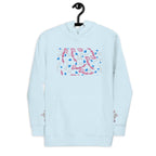Daemon Luxury Picasso Mirros stitched candies unisex sky-blue cotton hoodie with front view.