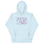 Sky blue Daemon Luxury Picasso Mirros stitched candies unisex cotton hoodie with front design.