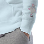 Daemon Luxury Picasso Mirros stitched candies hoodie in sky blue, unisex cotton pullover with detailed embroidery.