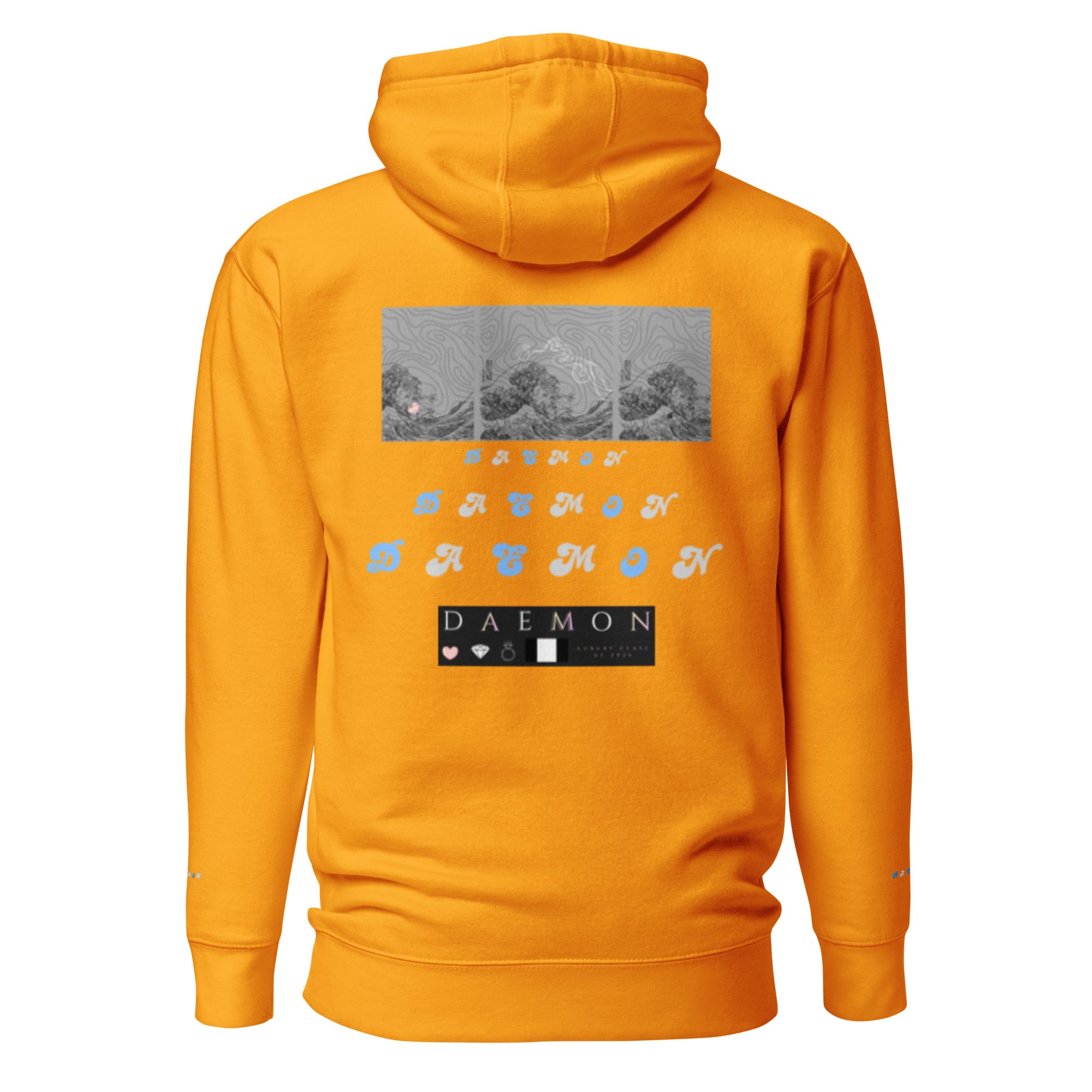 Unisex Daemon Gold Tender Bandit cotton hoodie with a front logo and hood, crafted from premium cotton fabric.