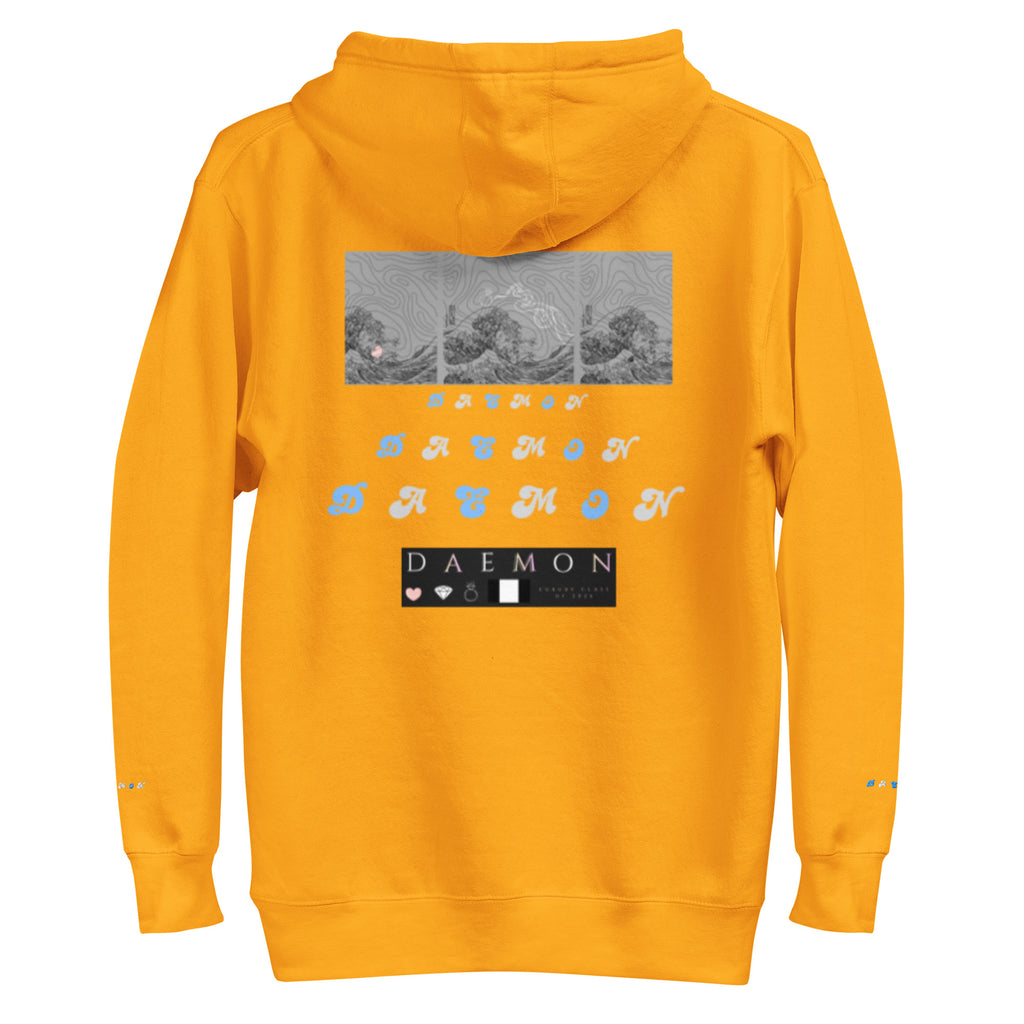 Daemon Gold Tender Bandit cotton hoodie with a minimalist design, featuring a hood and a premium unisex fit.