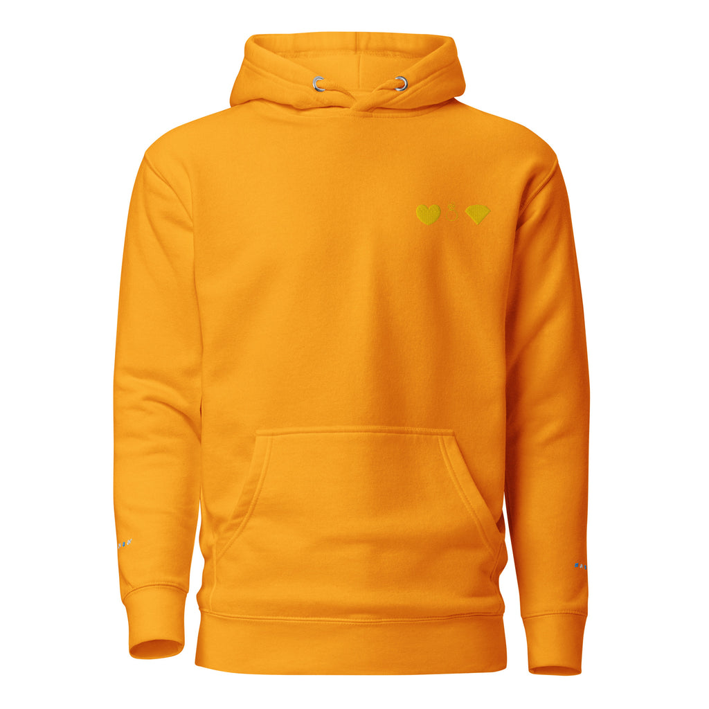 Unisex Daemon Gold Tender Bandit cotton hoodie with front gold logo and hood, made from premium cotton fabric.