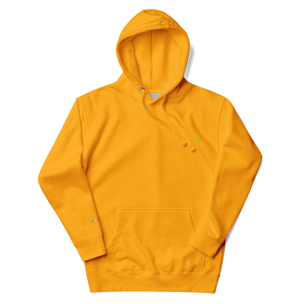 Daemon Gold Tender Bandit unisex cotton hoodie with front logo and hood, premium casual pullover for comfortable style.