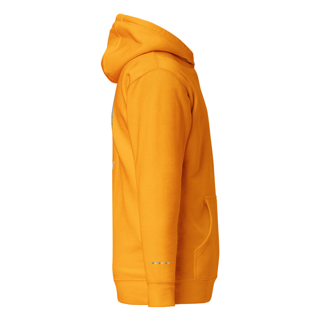 Unisex gold hoodie by Daemon with a cotton heritage fabric and a hood, featuring a casual, premium pullover design.