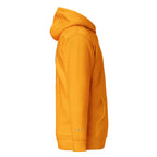 Unisex gold hoodie by Daemon with a cotton heritage fabric and a hood, featuring a casual, premium pullover design.