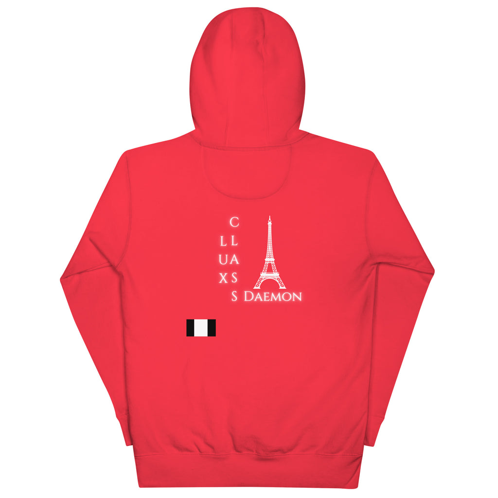 Daemon Flash of Red unisex cotton hoodie with back design, premium pullover with red color and hooded style.