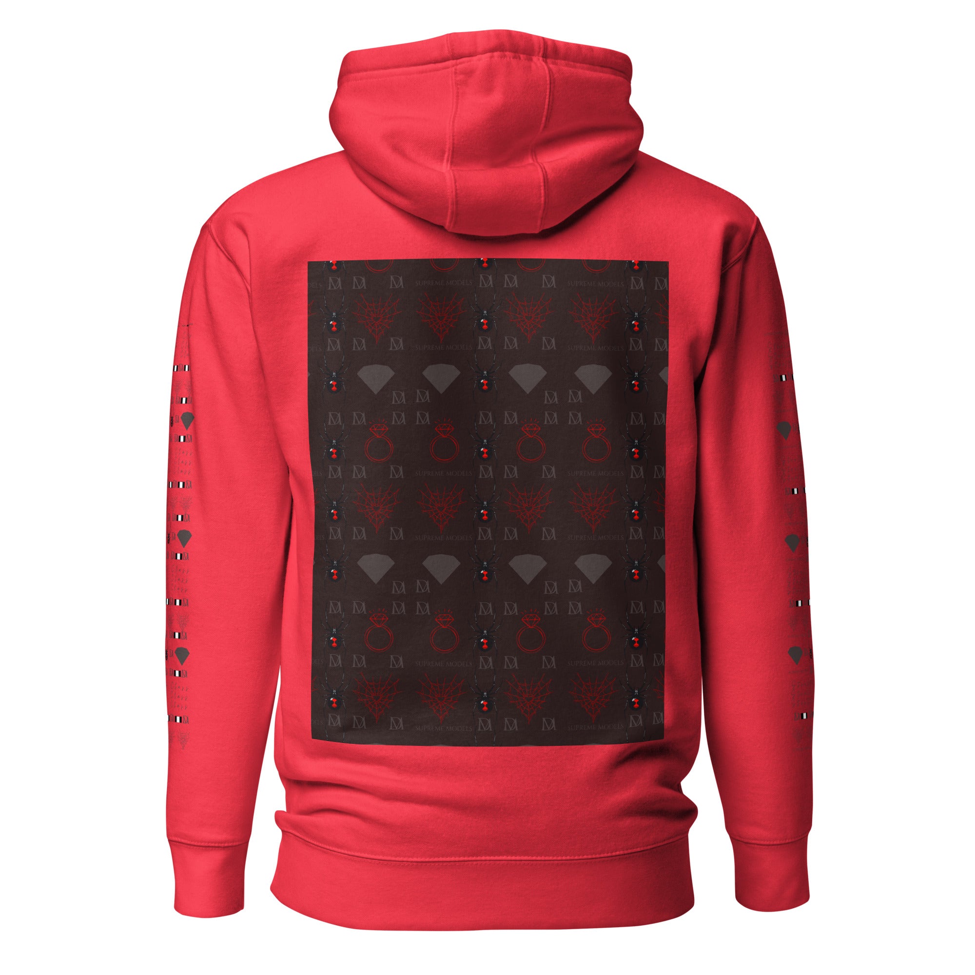 Daemon Luxury Supreme Models Belly Red reticulated cotton heritage unisex premium pullover hoodie, back view