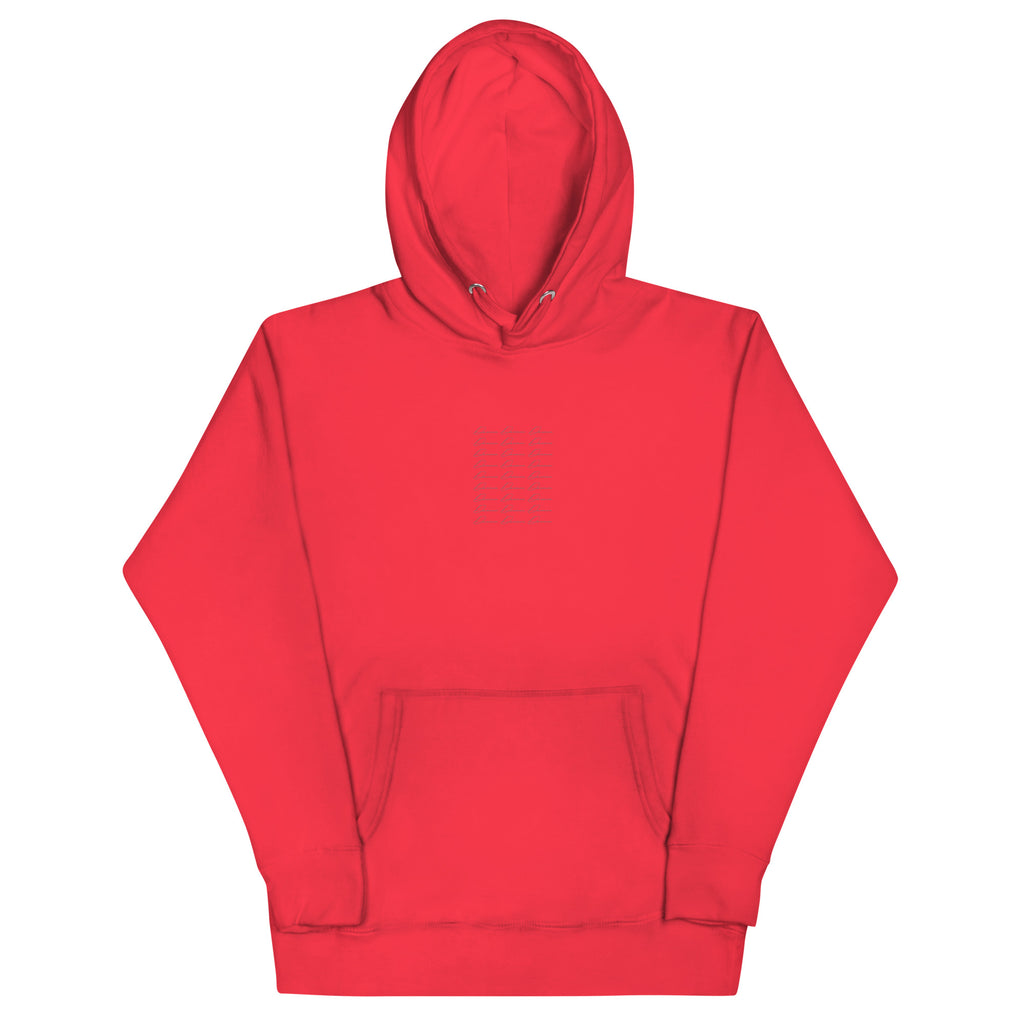Daemon Flash of Red unisex cotton hoodie with front pouch pocket and hood, featuring bold red color and classic design.
