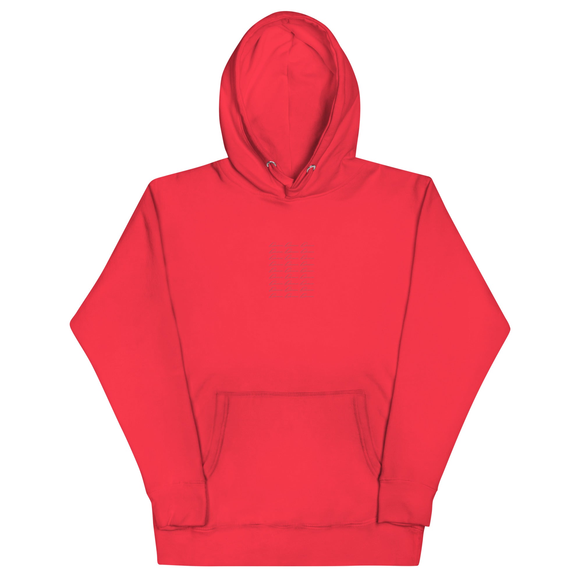 Daemon Flash of Red unisex cotton hoodie with front pouch pocket and hood, featuring bold red color and classic design.
