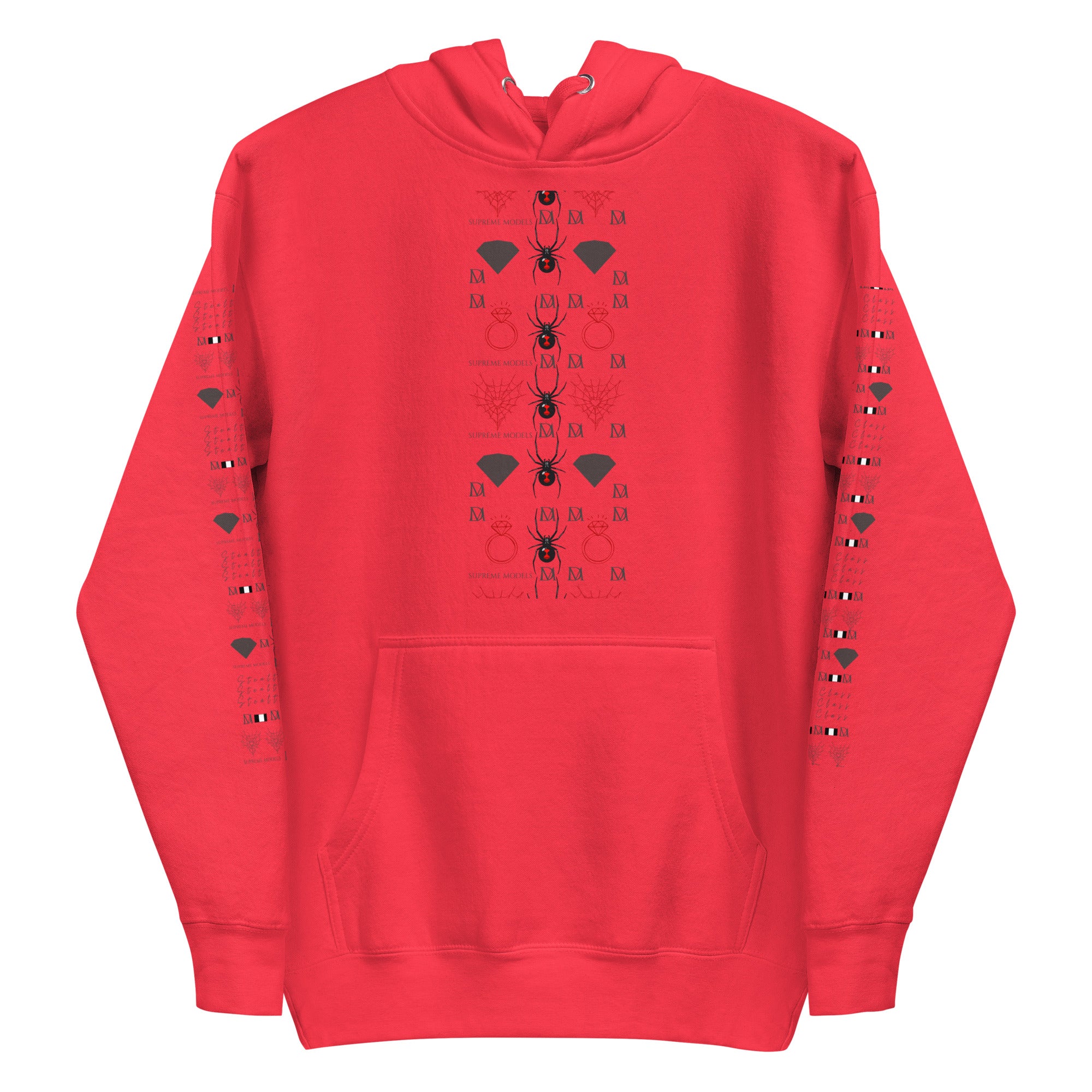 Daemon Luxury SUPREME MODELS Belly Red reticulated unisex cotton hoodie with front design