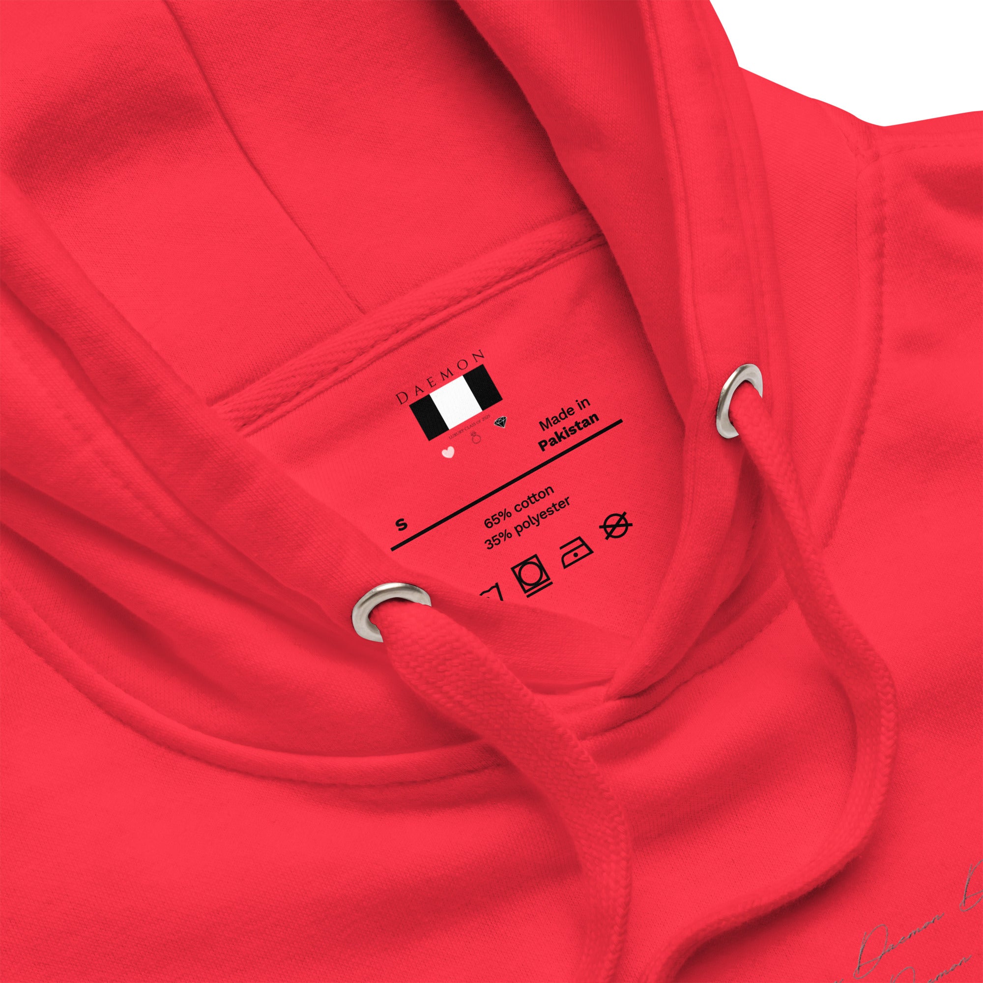 Unisex Daemon Flash of Red cotton hoodie with hood, featuring a premium red pullover design and casual fit.
