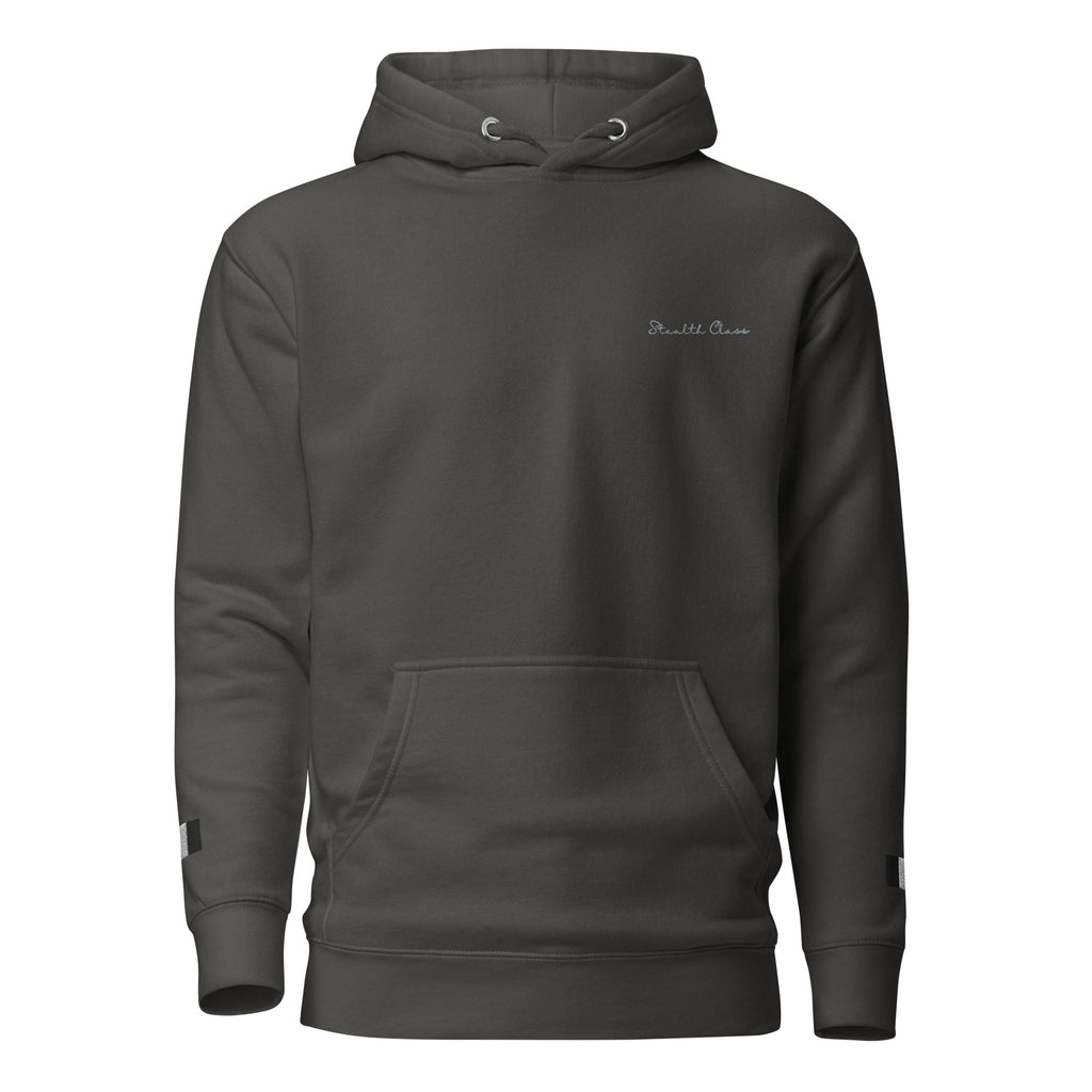 Daemon Angelic Stealth fleece hoodie with a front design, black cotton-heritage fabric, unisex fit, premium vintage-style pullover.