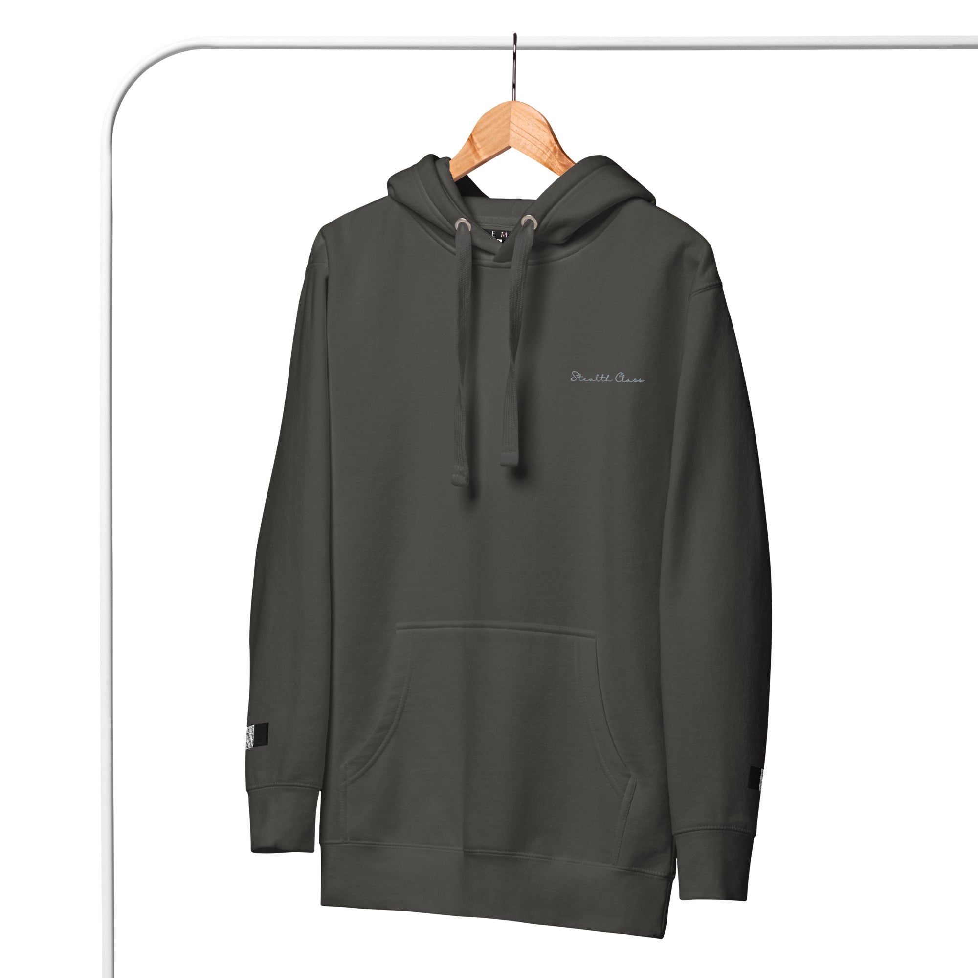 Daemon Angelic Stealth unisex cotton hoodie with a hood and vintage black color, showcasing a sleek and comfortable pullover design.