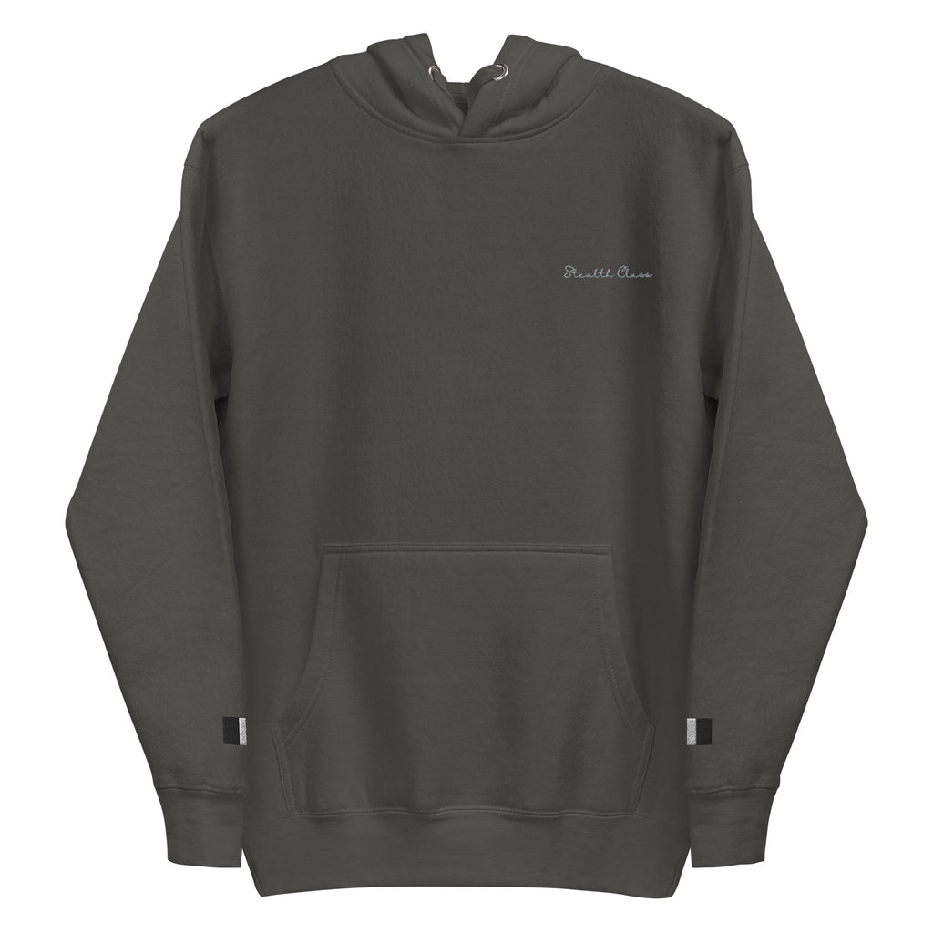 Daemon Angelic Stealth unisex hoodie in vintage black cotton with a hood and relaxed fit, featuring subtle angelic graphic design.