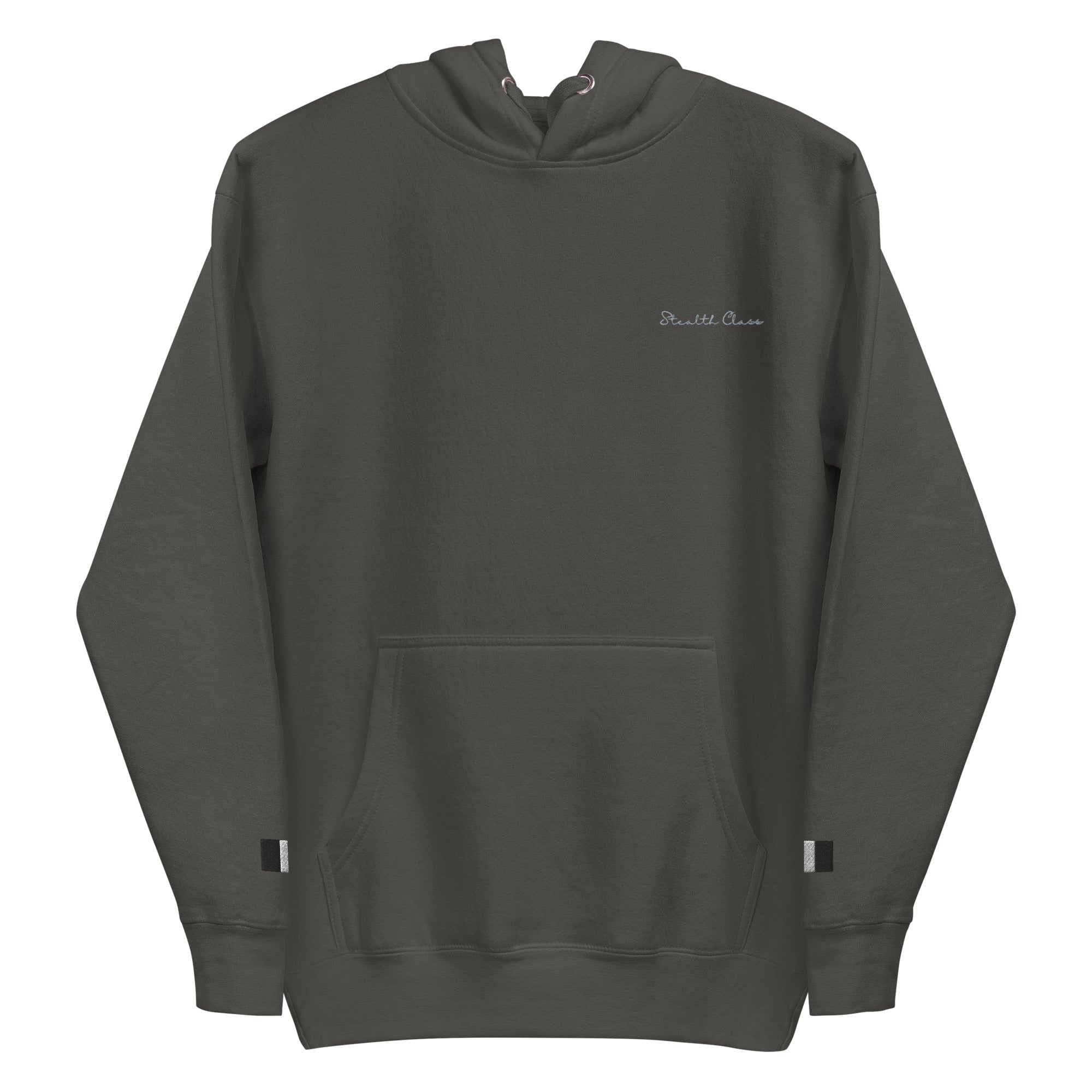 Daemon Angelic Stealth unisex hoodie in vintage black cotton with a hood and relaxed fit, featuring subtle angelic graphic design.