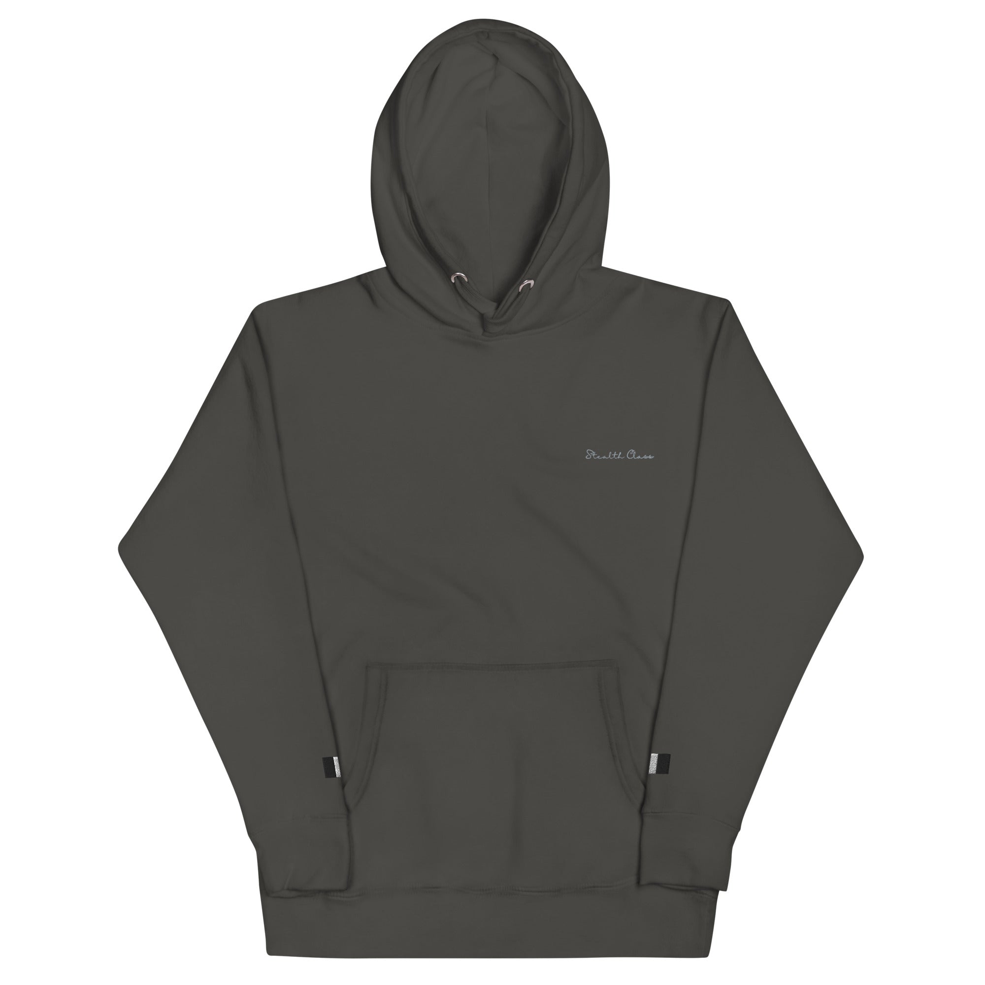 Daemon Angelic Stealth cotton hoodie with a front print, black unisex pullover with a relaxed fit and casual style.