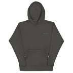 Daemon Angelic Stealth hoodie with a black cotton heritage fabric, featuring a front view of the unisex pullover with a hood.