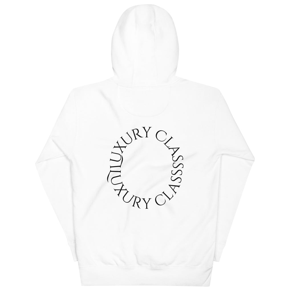 White Daemon Las Palmas unisex cotton fleece hoodie with hood and back design, premium casual pullover for everyday wear.