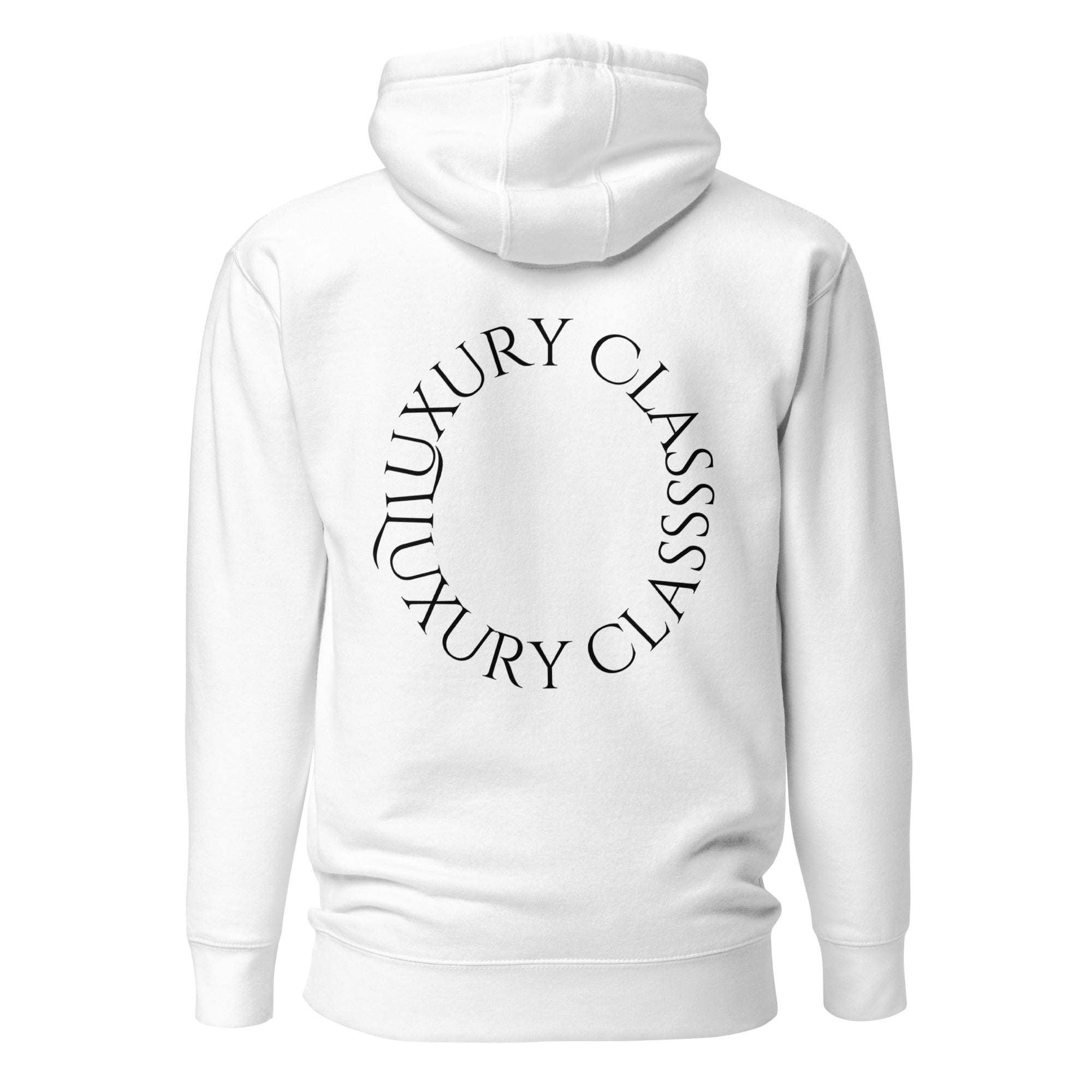 White Daemon Las Palmas unisex hoodie with cotton heritage fabric and a hood, displayed from the back.