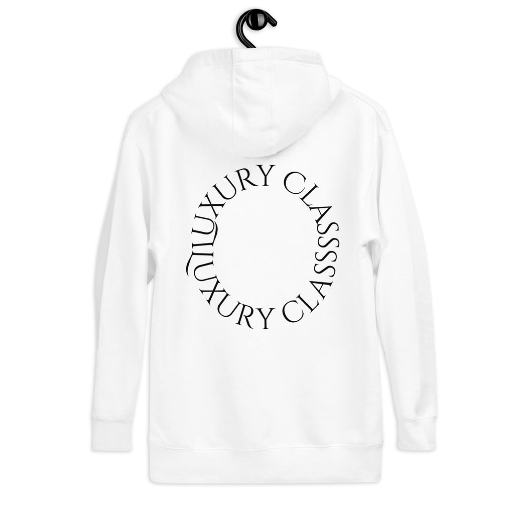 White Daemon Las Palmas hoodie with a front pocket and hood, made from soft cotton-heritage fabric for a comfortable unisex fit.