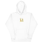 White Daemon Las Palmas unisex hooded sweatshirt with front pocket, made from premium cotton fleece.