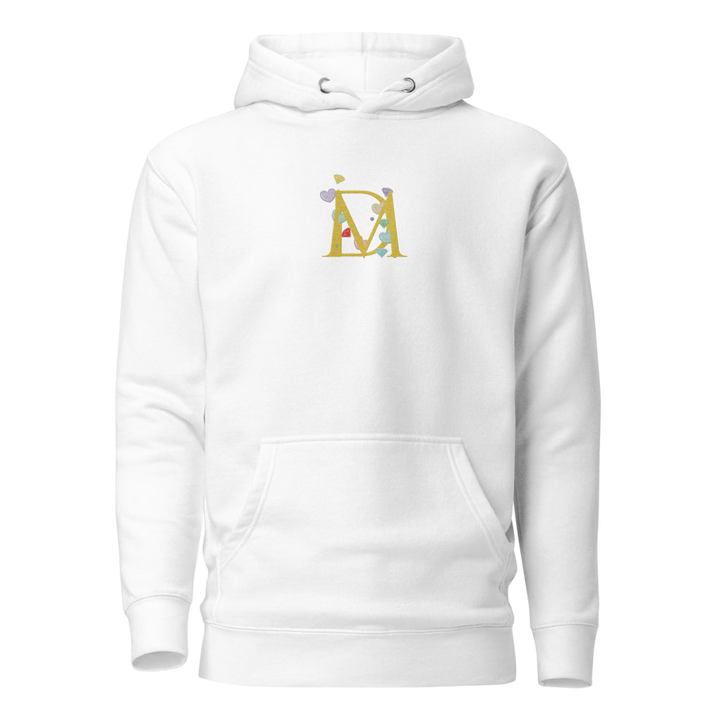 White Daemon Las Palmas unisex hoodie with a hood, front pocket, and soft cotton fleece material.