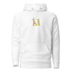 White Daemon Las Palmas unisex hoodie with a hood, front pocket, and soft cotton fleece material.