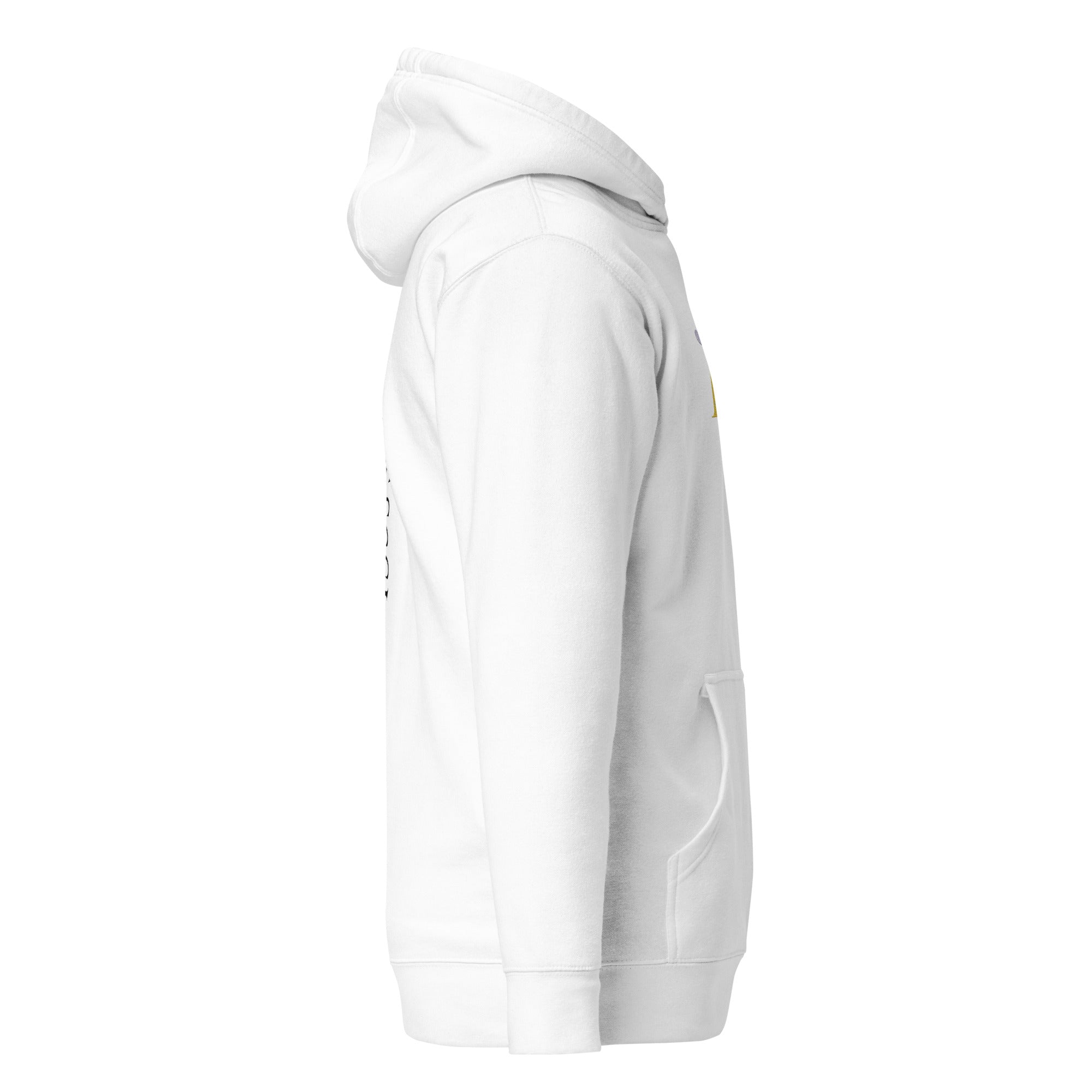 White Daemon Las Palmas fleece hoodie with a hood, featuring a comfortable unisex cotton-heritage pullover design.