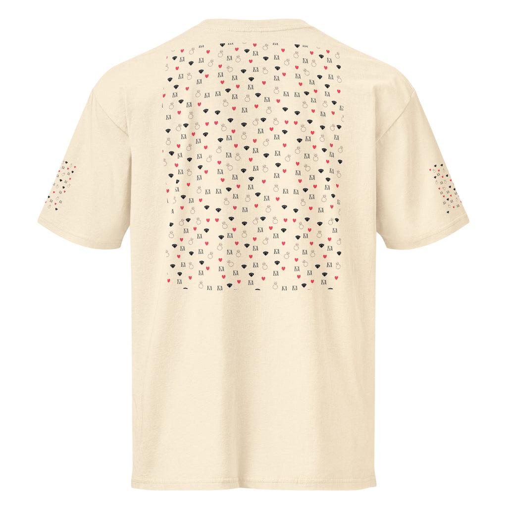 Daemon Luxury Speckled Diamonds Premio il Man men's short-sleeve T-shirt in vintage white with diamond pattern on the back.