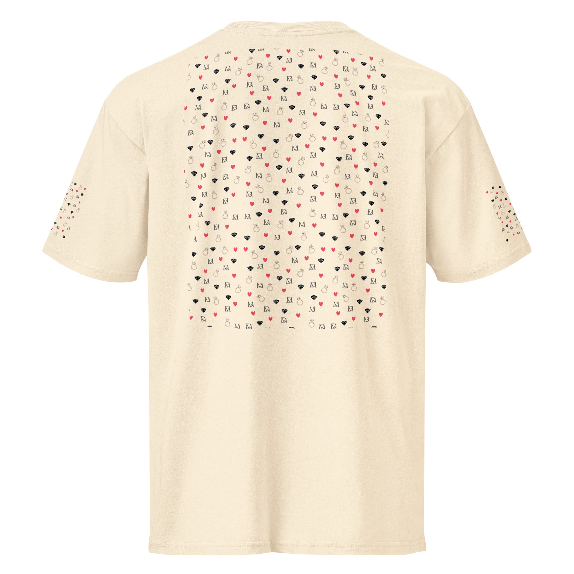 Daemon Luxury Speckled Diamonds Premio il Man men's short-sleeve T-shirt in vintage white with diamond pattern on the back.