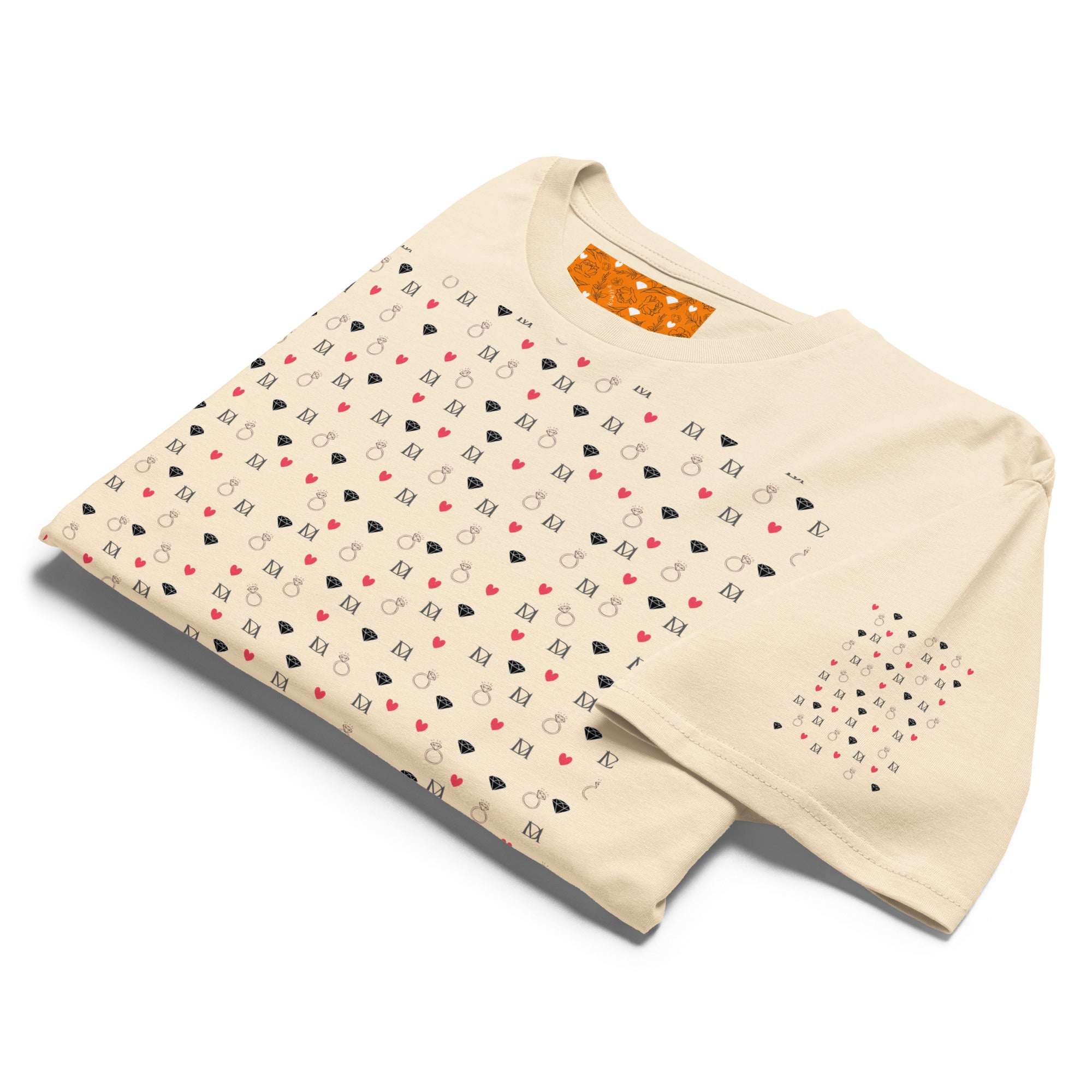 Daemon Luxury Speckled Diamonds cotton short-sleeve men's tee in vintage white, featuring a stylish diamond pattern design.
