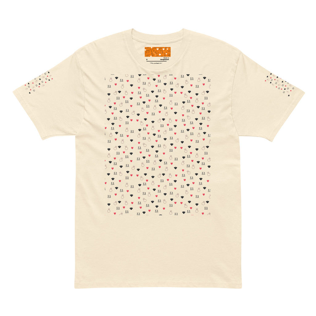 Daemon Luxury Speckled Diamonds Premio il Man men's short sleeve cotton T-shirt in vintage white, front view.